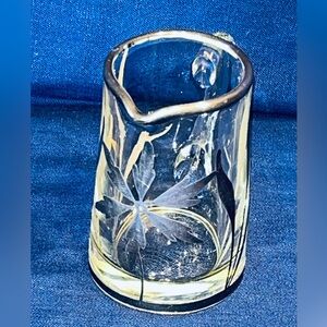 Antique Art Nouveau Silver Overlay Mini Creamer Hand Blown Thick Glass